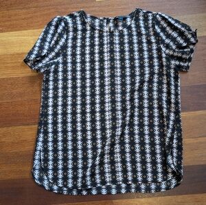 J. Crew Black, Pink, Tan Geometric Short Sleeve Top Size 8